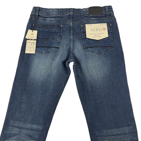 New Mens Artful Rebel Jax Slim Fit Denim Jeans Size 34x30 NWT Distressed - Picture 7 of 9